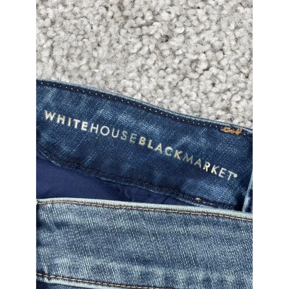 White House Black Market The Slim Crop High Rise Beaded‎ Hem Jeans Blue Womens 2